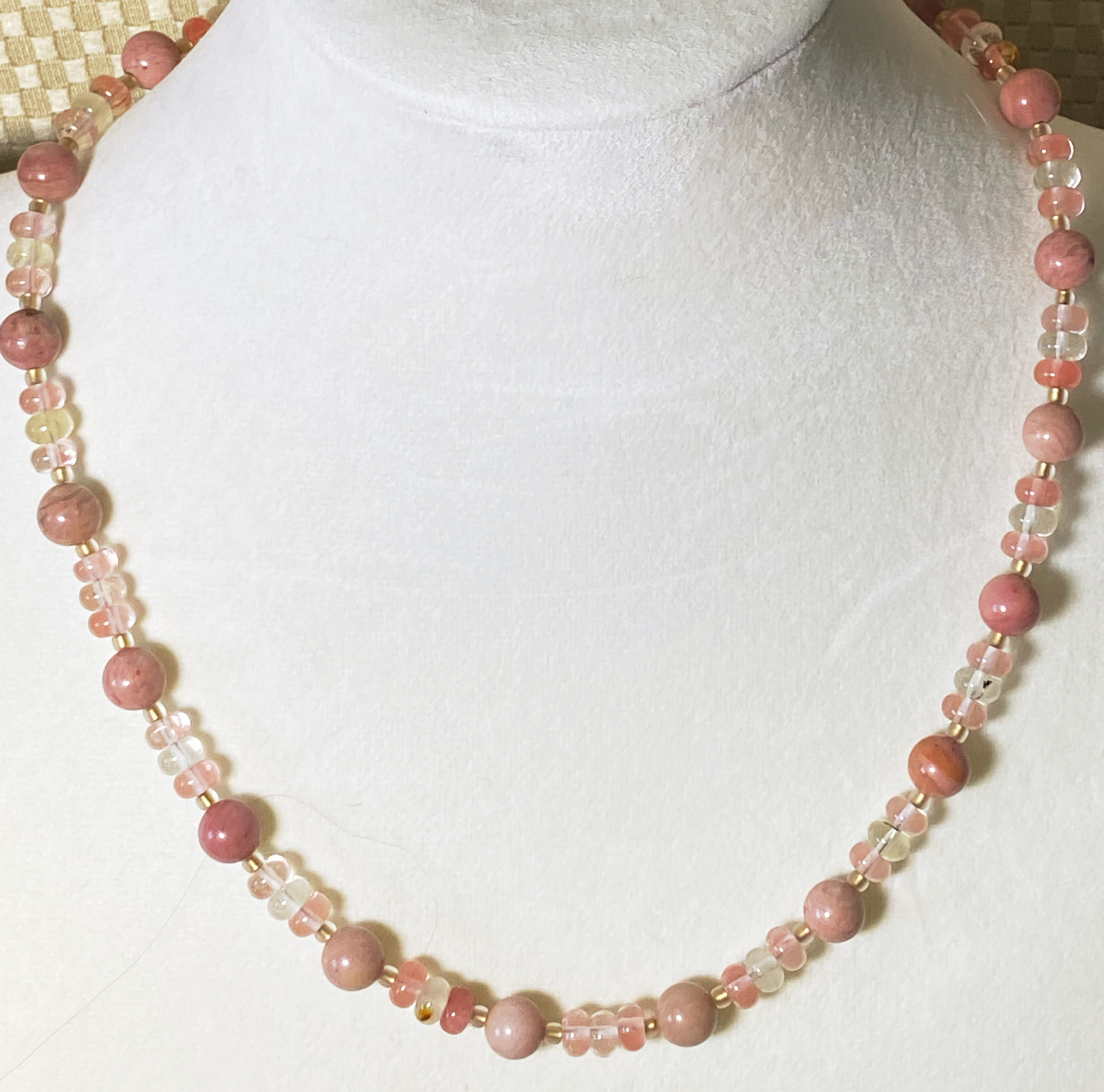 Picture of Pink Rhodonite and Quartz Necklace